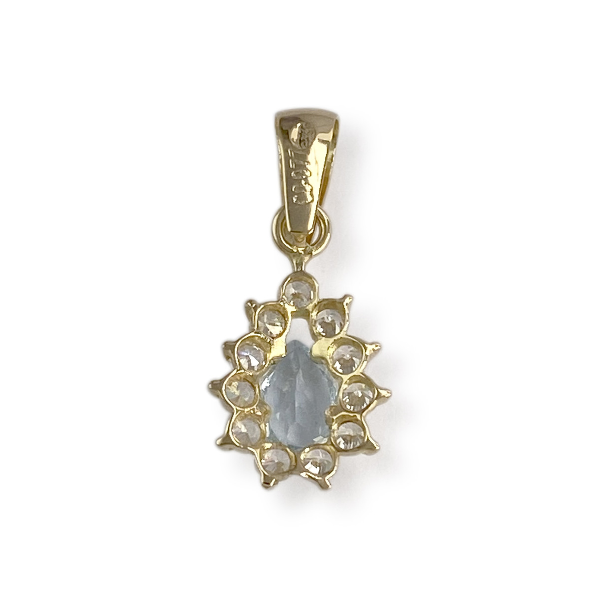 Pendentif d'occasion or 750 jaune topaze sky blue zirconias - vue 2