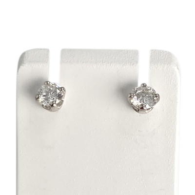Boucles d'oreilles d'occasion or 750 blanc diamant - vue 1