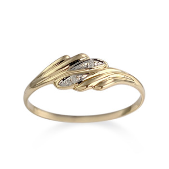 Tweedehands gouden ring 750 2 toon diamanten