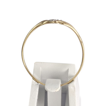 Tweedehands gouden ring 750 2 toon diamanten