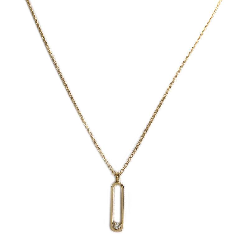 Collier d'occasion or 750 jaune maille forcat diamant - vue 1