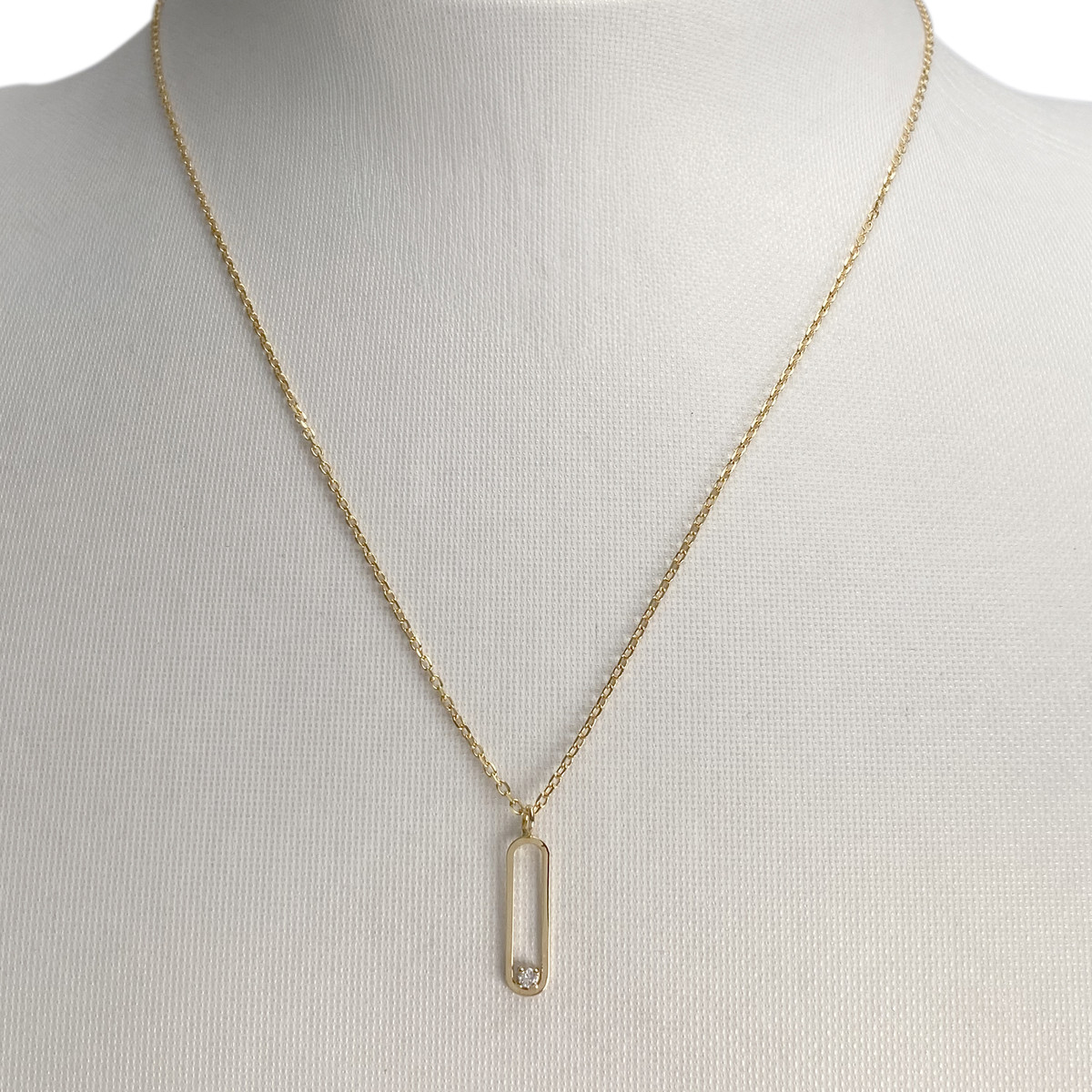 Collier d'occasion or 750 jaune maille forcat diamant - vue 2