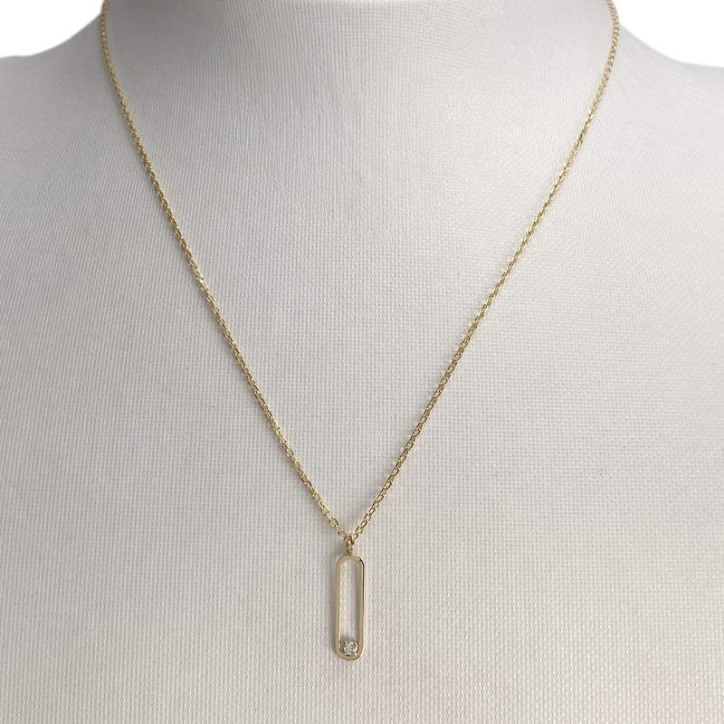 Collier d'occasion or 750 jaune maille forcat diamant - vue 2