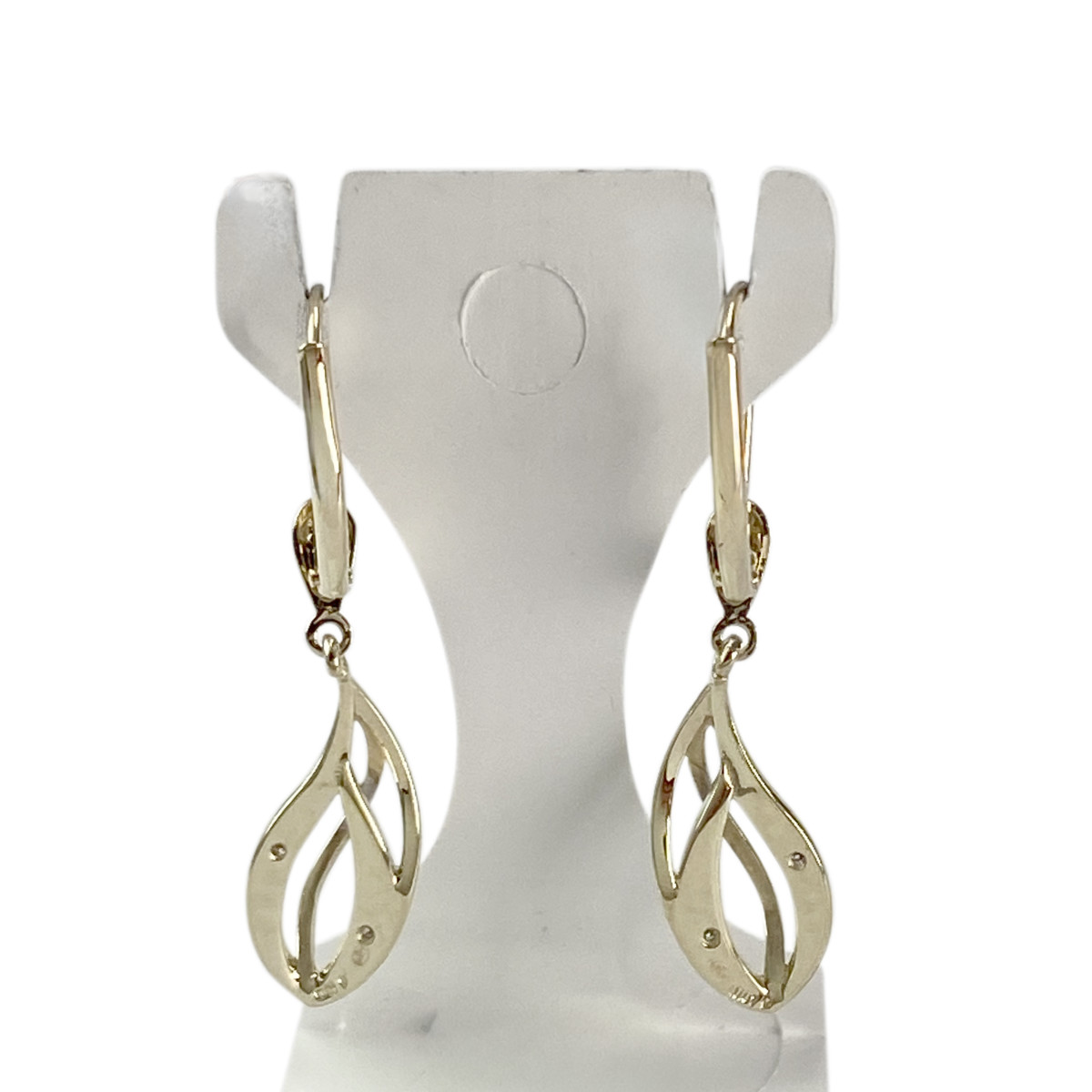 Boucles d'oreilles d'occasion  or 375 2 tons diamants - vue 3