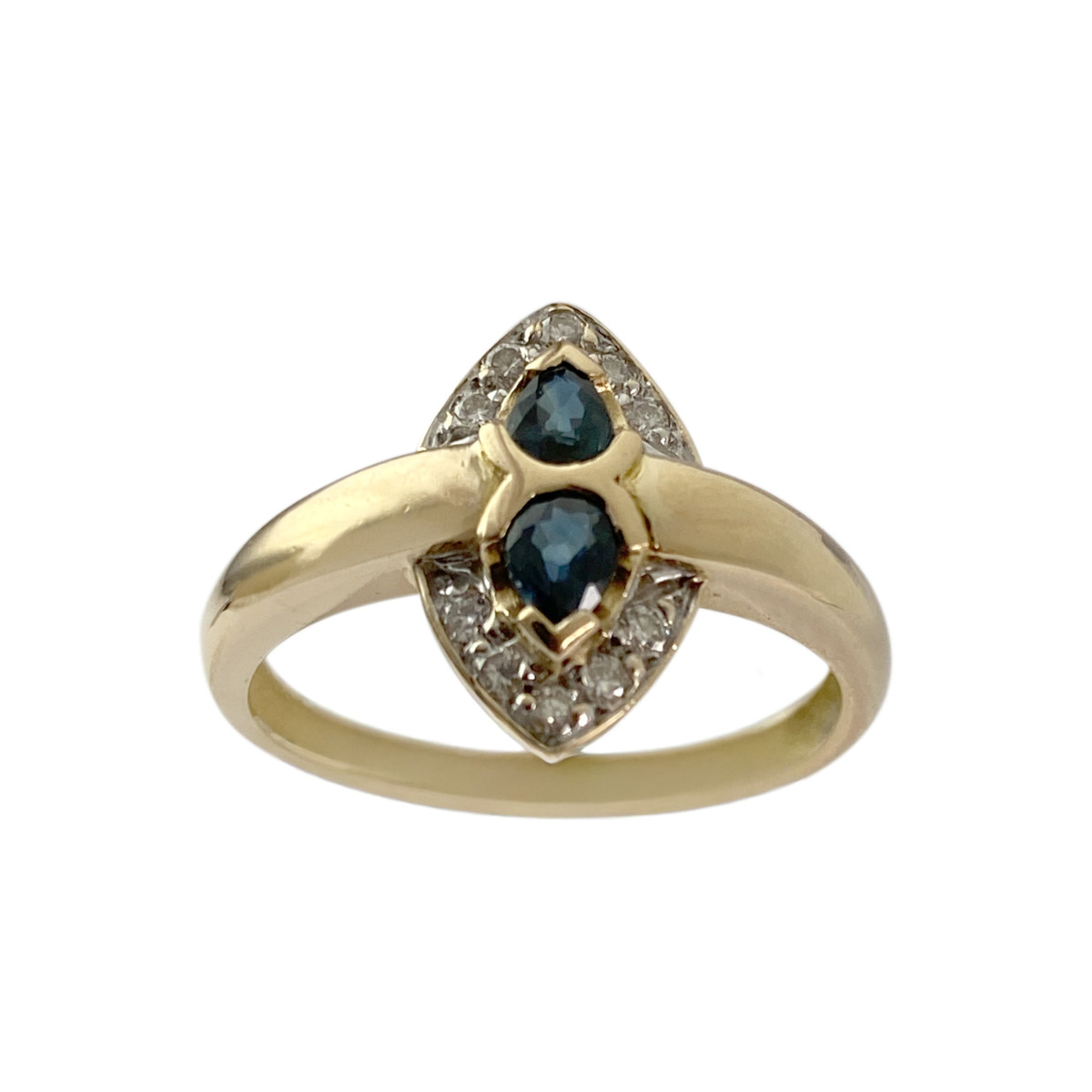 Bague d'occasion or 750 2tons diamants saphirs