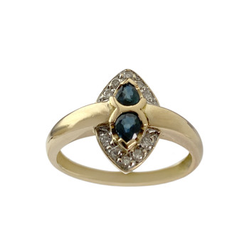 Bague d'occasion or 750 2tons diamants saphirs