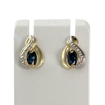 Boucles d'oreilles d'occasion  or 750 2 tons saphirs