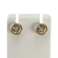 Boucles d'oreilles d'occasion or 750 jaune 2 tons diamants