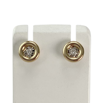 Boucles d'oreilles d'occasion or 750 jaune 2 tons diamants