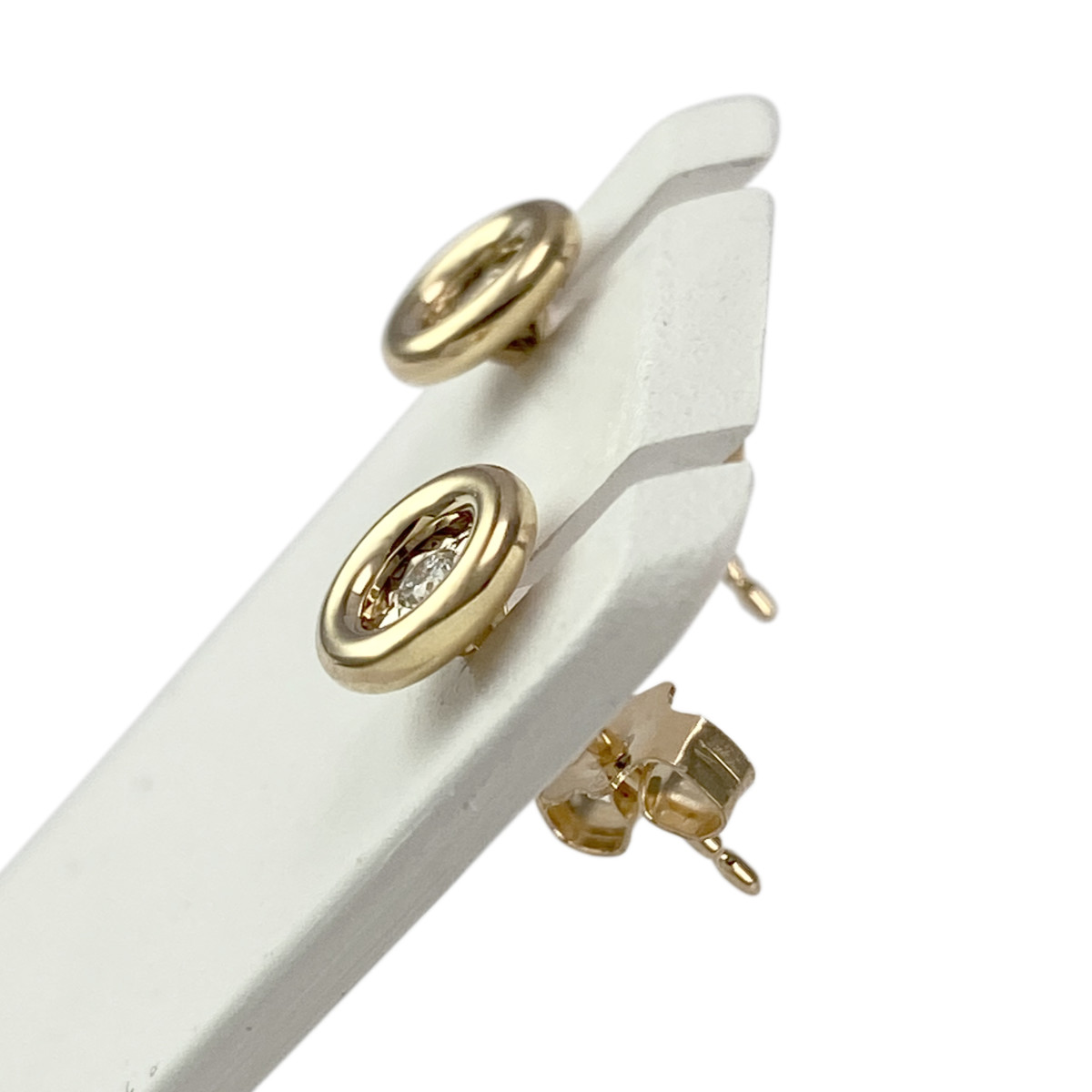 Boucles d'oreilles d'occasion or 750 jaune 2 tons diamants - vue 2