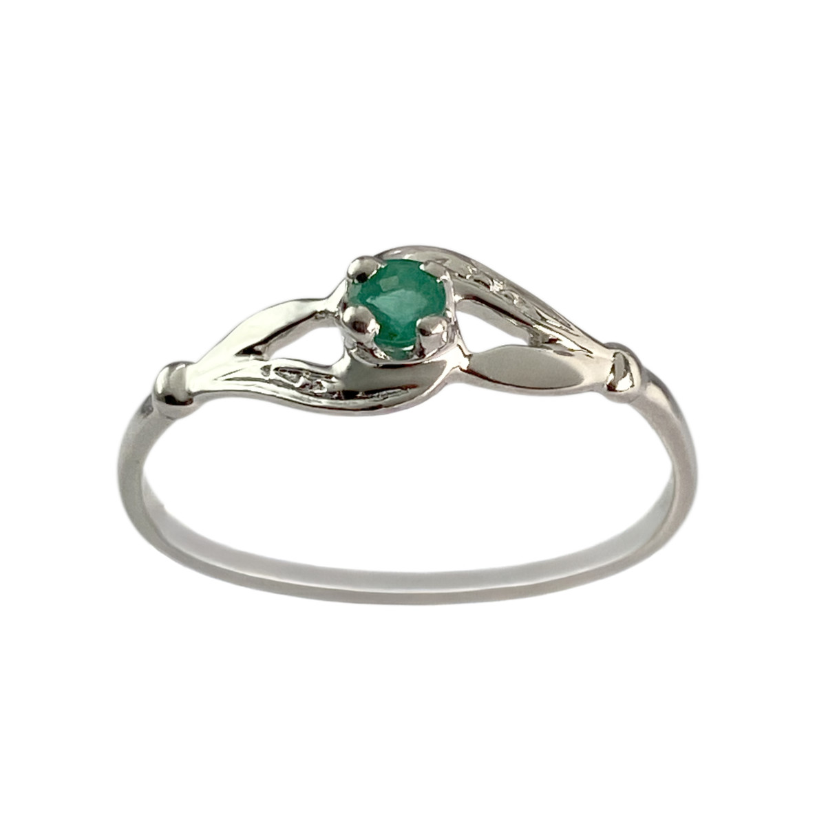 Bague d'occasion or 375 blanc émeraude