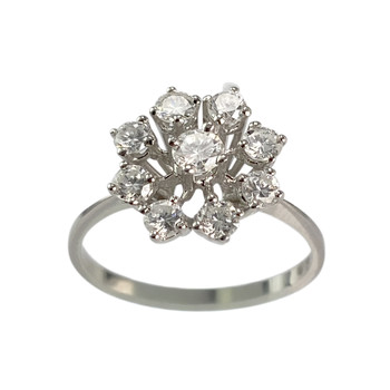 Bague d'occasion or 750 blanc diamants