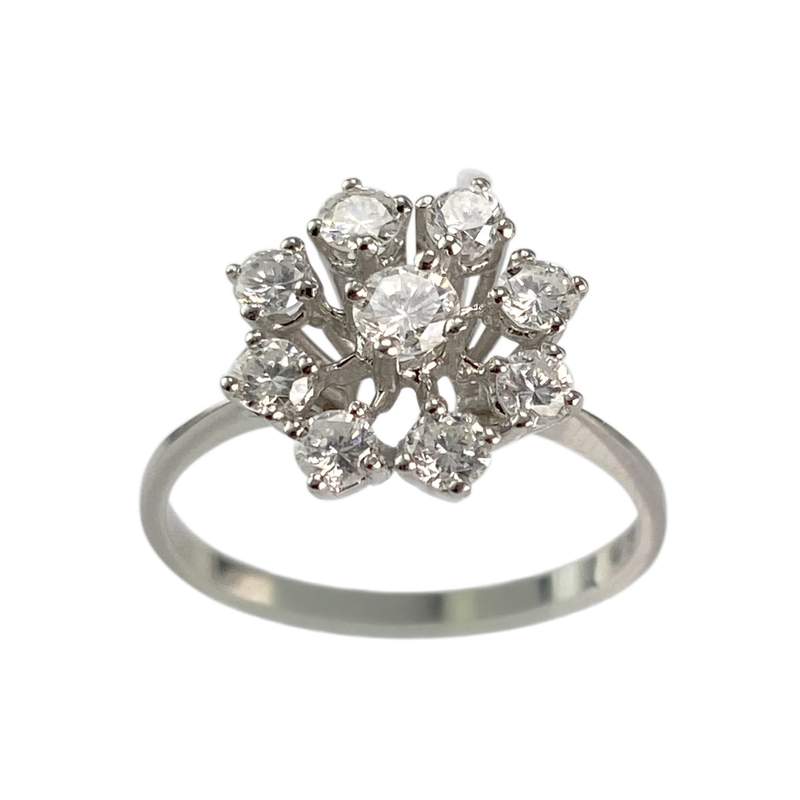 Bague d'occasion or 750 blanc diamants - vue 1