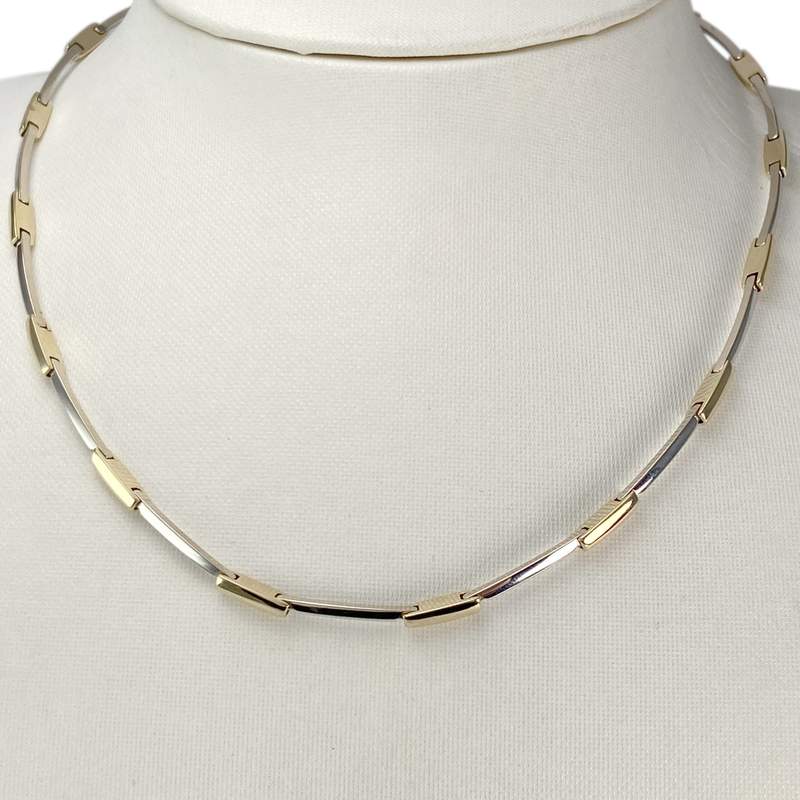 Collier d'occasion 2 ors 750 maille fantaisie - vue 2