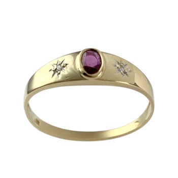 Bague d'occasion or 750 jaune diamant rubis