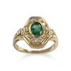 Second-hand gold 750 yellow diamond emerald ring - vue V1