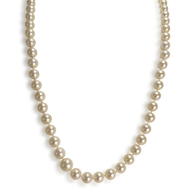 Collier d'occasion or 750 blanc diamant perle de culture du japon