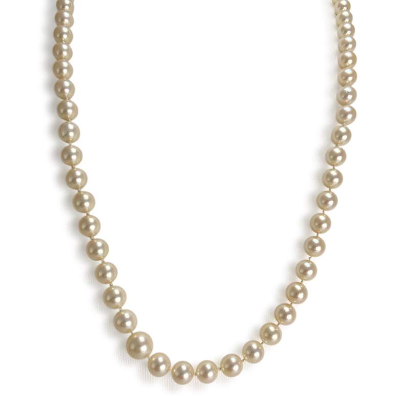 Collier d'occasion or 750 blanc diamant perle de culture du japon - vue 1