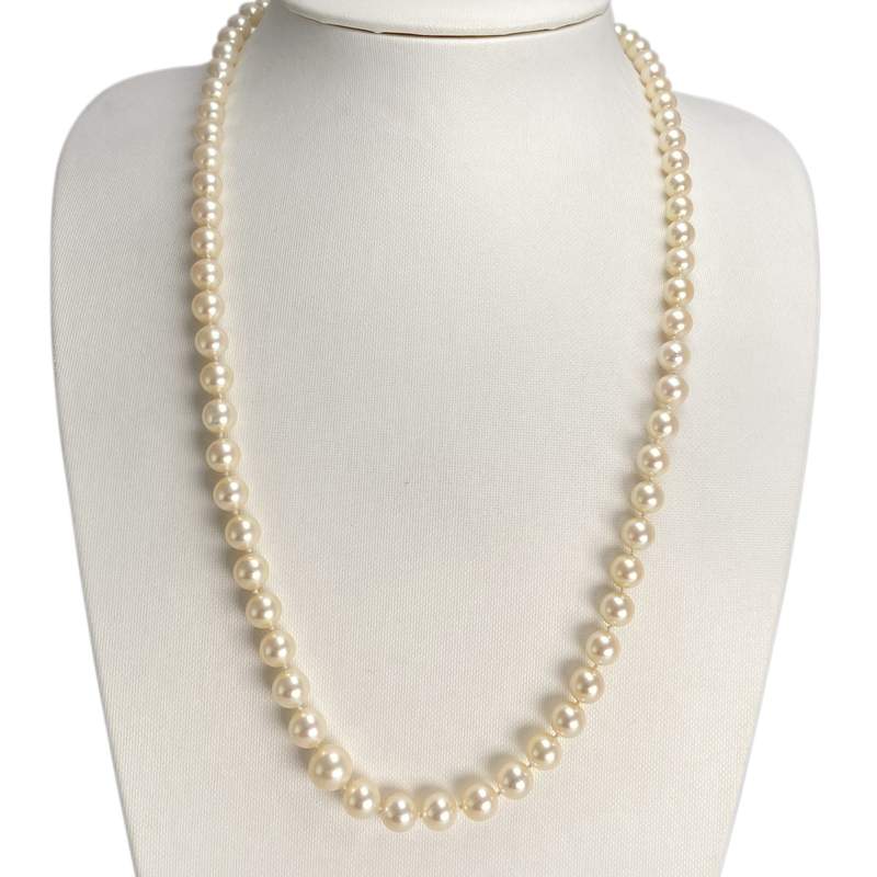 Collier d'occasion or 750 blanc diamant perle de culture du japon - vue 2