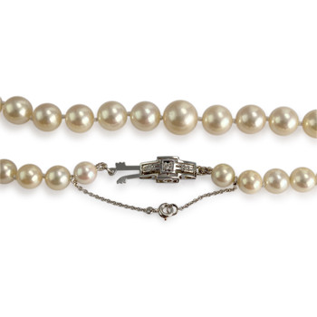 Collier d'occasion or 750 blanc diamant perle de culture du japon