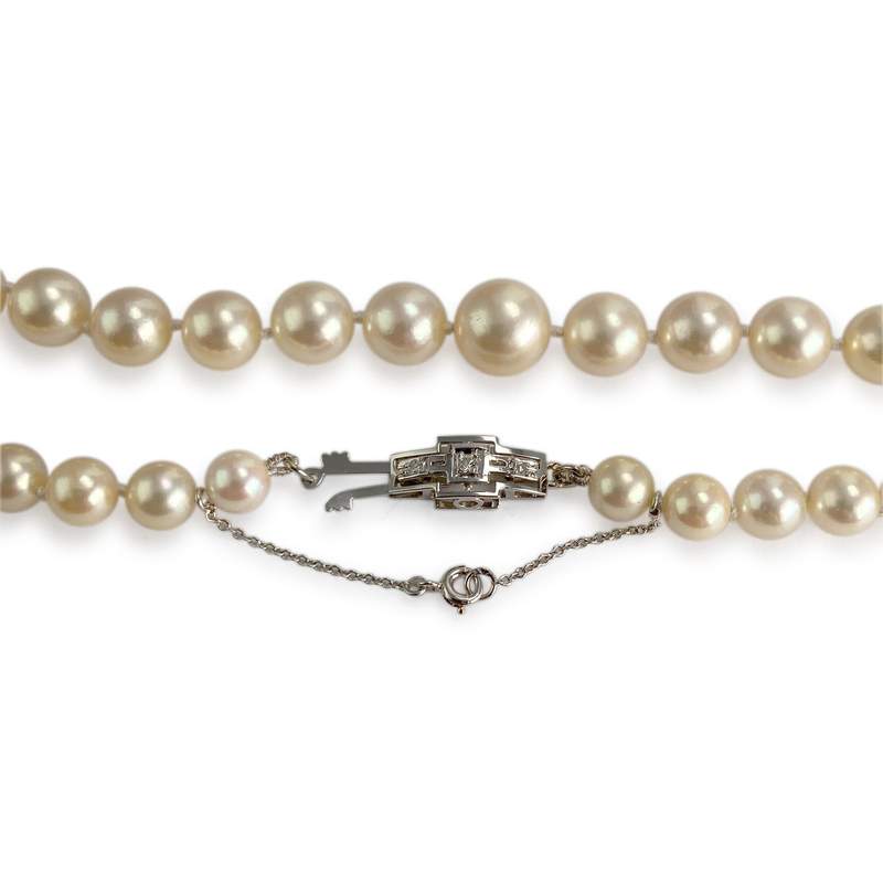 Collier d'occasion or 750 blanc diamant perle de culture du japon - vue 3