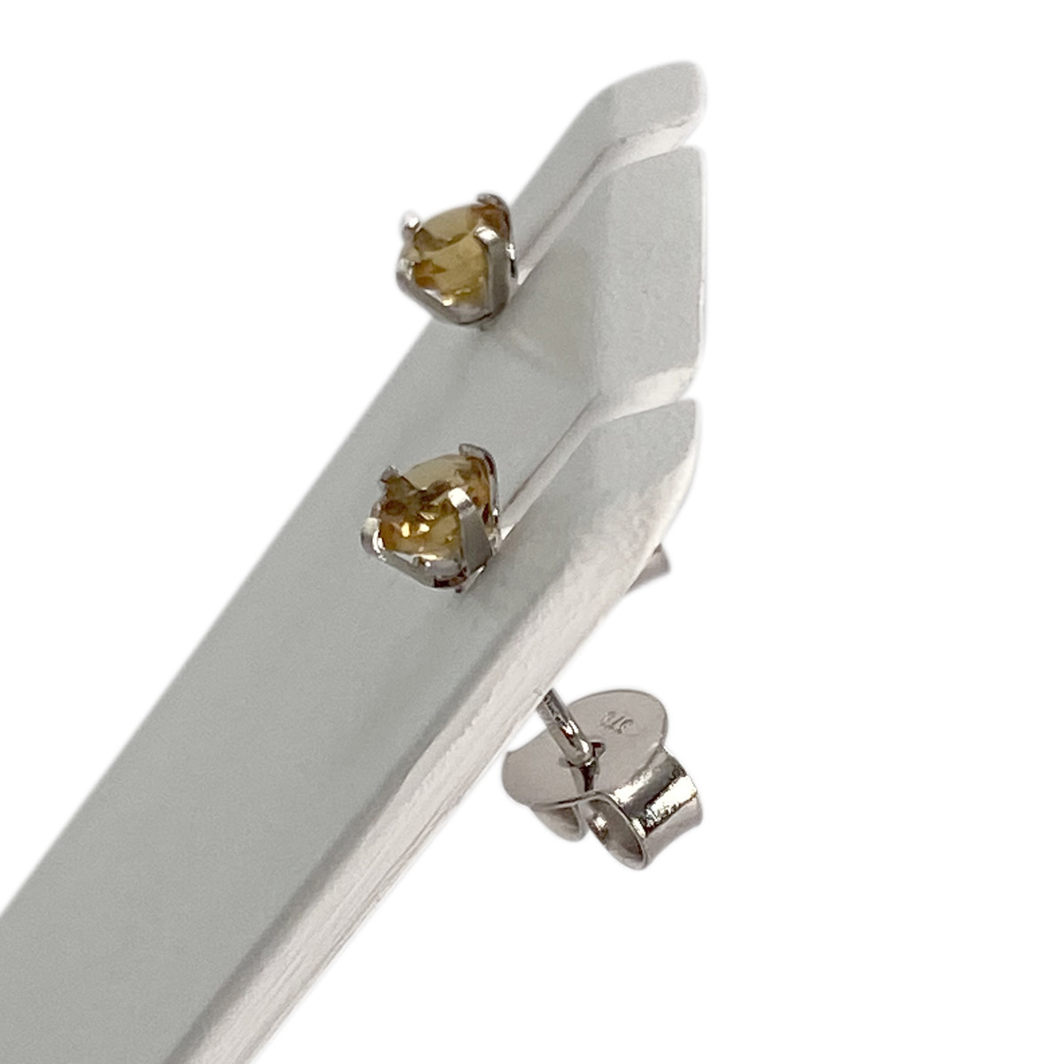 Boucles d'oreilles d'occasion or 375 blanc citrines - vue 2