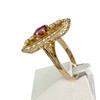 Second-hand gold ring 750 yellow ruby diamonds - vue V2