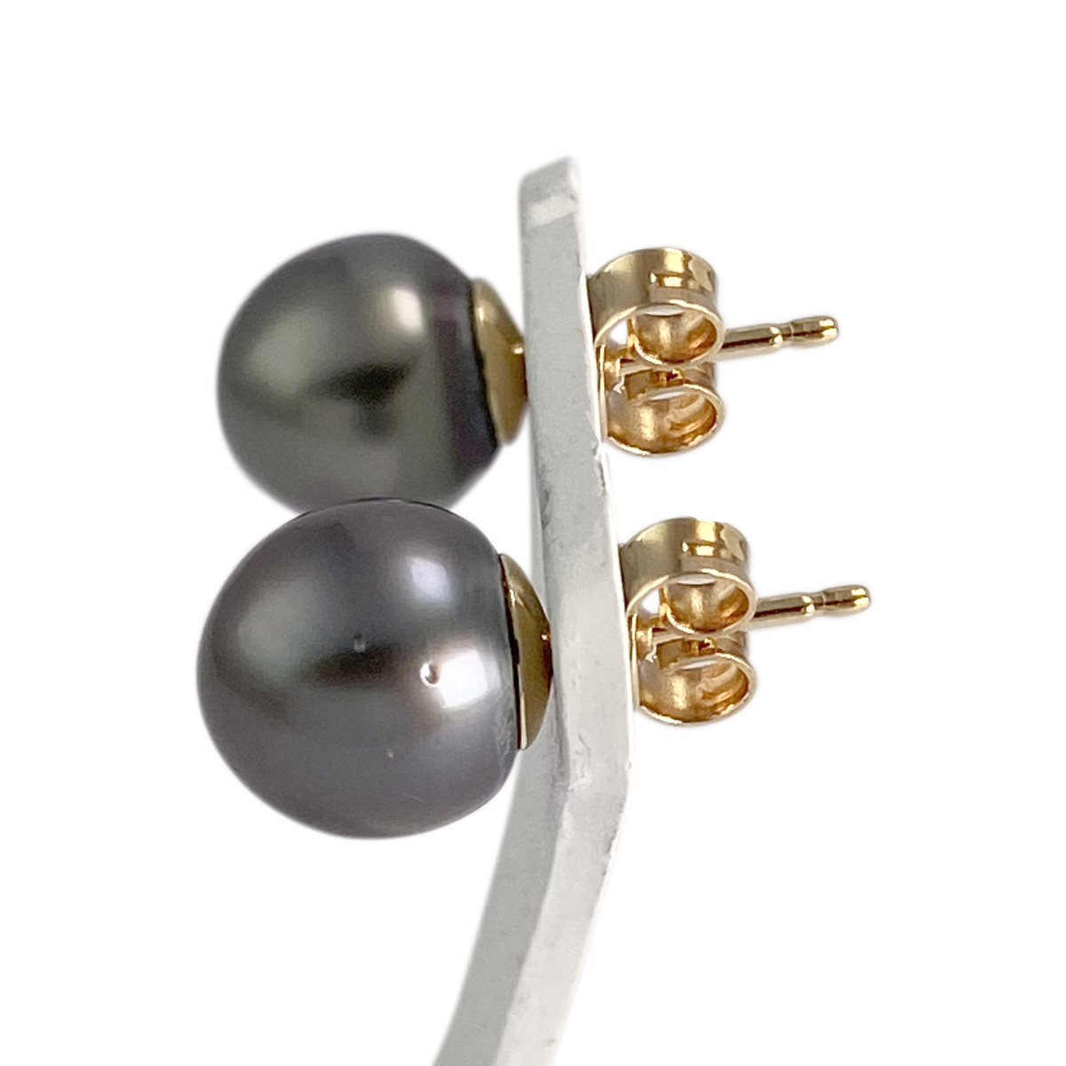 Boucles d'oreilles d'occasion or 750 jaune perles de Tahiti - vue 2