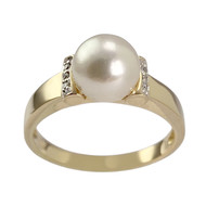 Bague d'occasion  or 750 2 tons diamant perle de culture