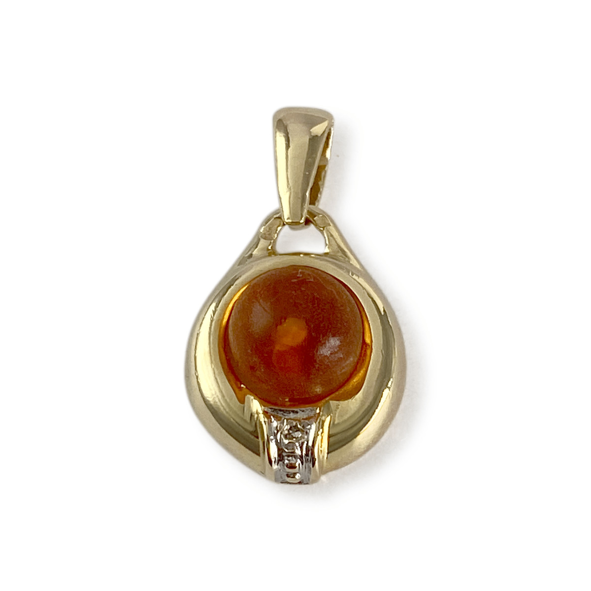 Pendentif d'occasion  or 750 2 tons diamant ambre