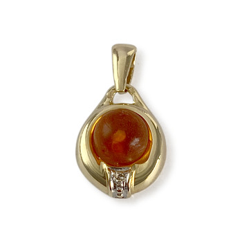 Pendentif d'occasion  or 750 2 tons diamant ambre