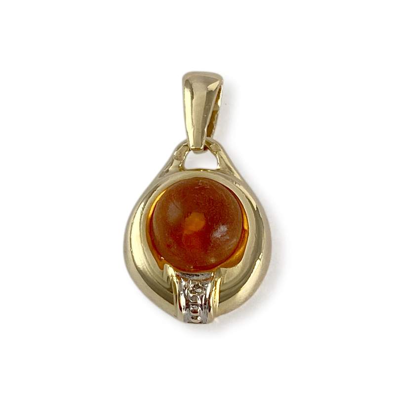 Pendentif d'occasion  or 750 2 tons diamant ambre - vue 1