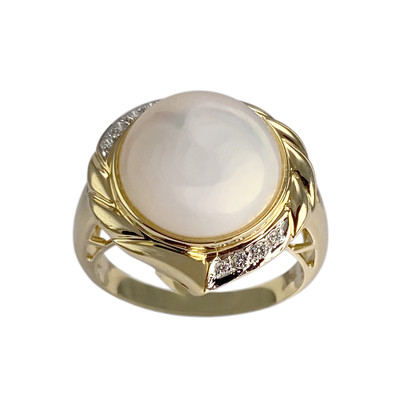 Bague d'occasion or 750 jaune diamants perle de culture - vue 1