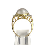 Bague d'occasion or 750 jaune diamants perle de culture - vue 3