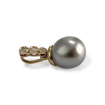 Pendentif d'occasion or 750 jaune diamant perlede tahiti