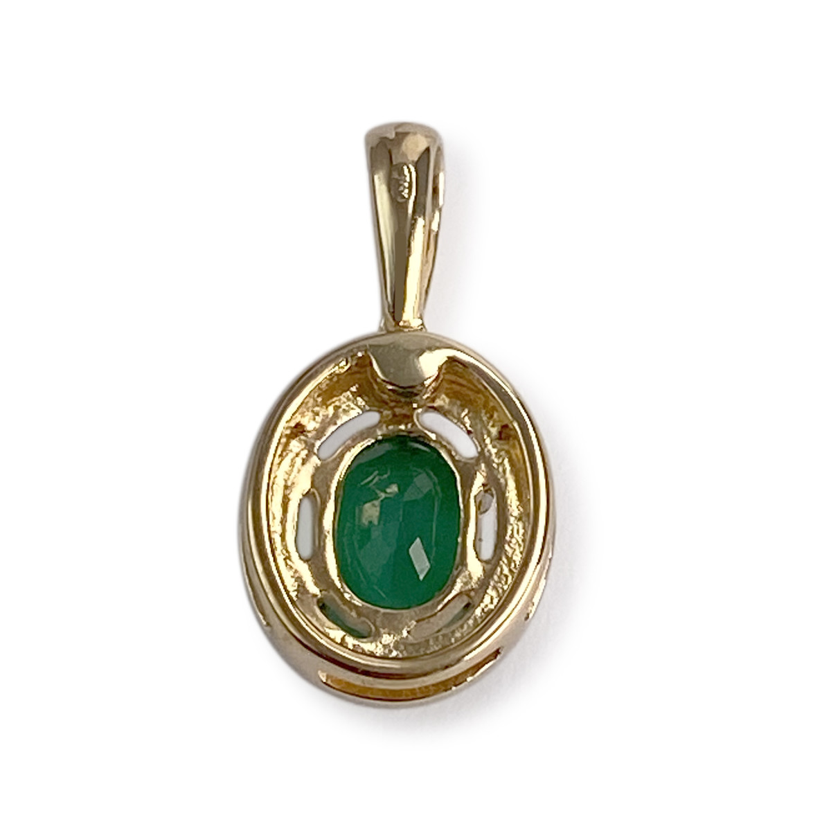 Pendentif d'occasion  or 750 2 tons diamants émeraude - vue 2