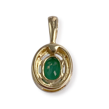 Pendentif d'occasion  or 750 2 tons diamants émeraude