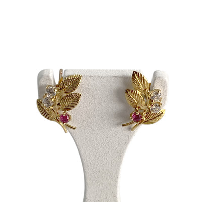 Boucles d'oreilles d'occasion or 750 jaune rubis zirconias - vue 1