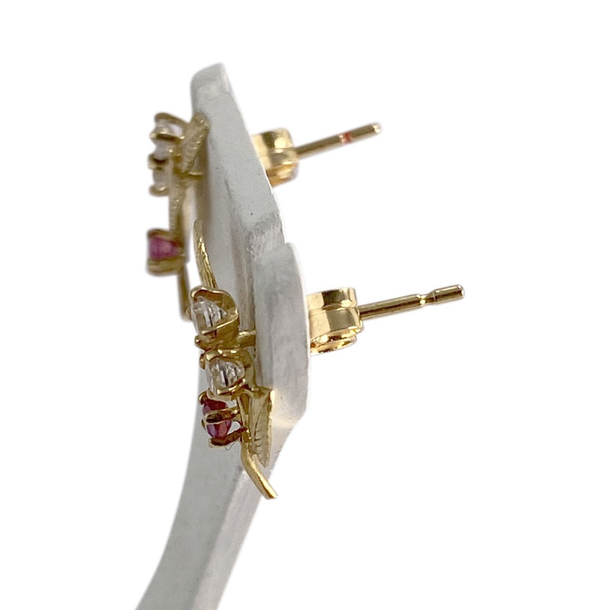 Boucles d'oreilles d'occasion or 750 jaune rubis zirconias - vue 2