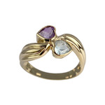 Bague d'occasion or 750 jaune topaze sky blue amethyste - vue 1