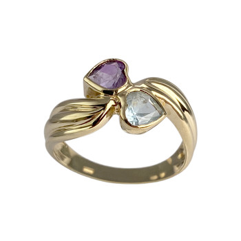 Bague d'occasion or 750 jaune topaze sky blue amethyste