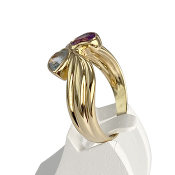 Bague d'occasion or 750 jaune topaze sky blue amethyste