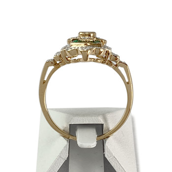 Bague d'occasion  or 750 2 tons  émeraude diamants