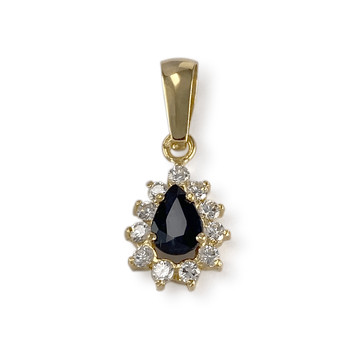 Pendentif d'occasion or 750 jaune zirconias saphir