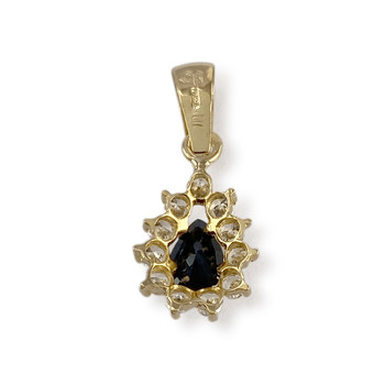 Pendentif d'occasion or 750 jaune zirconias saphir