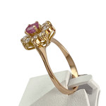 Bague d'occasion or 750 rose zirconias rubis - vue 2