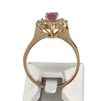 Bague d'occasion or 750 rose zirconias rubis