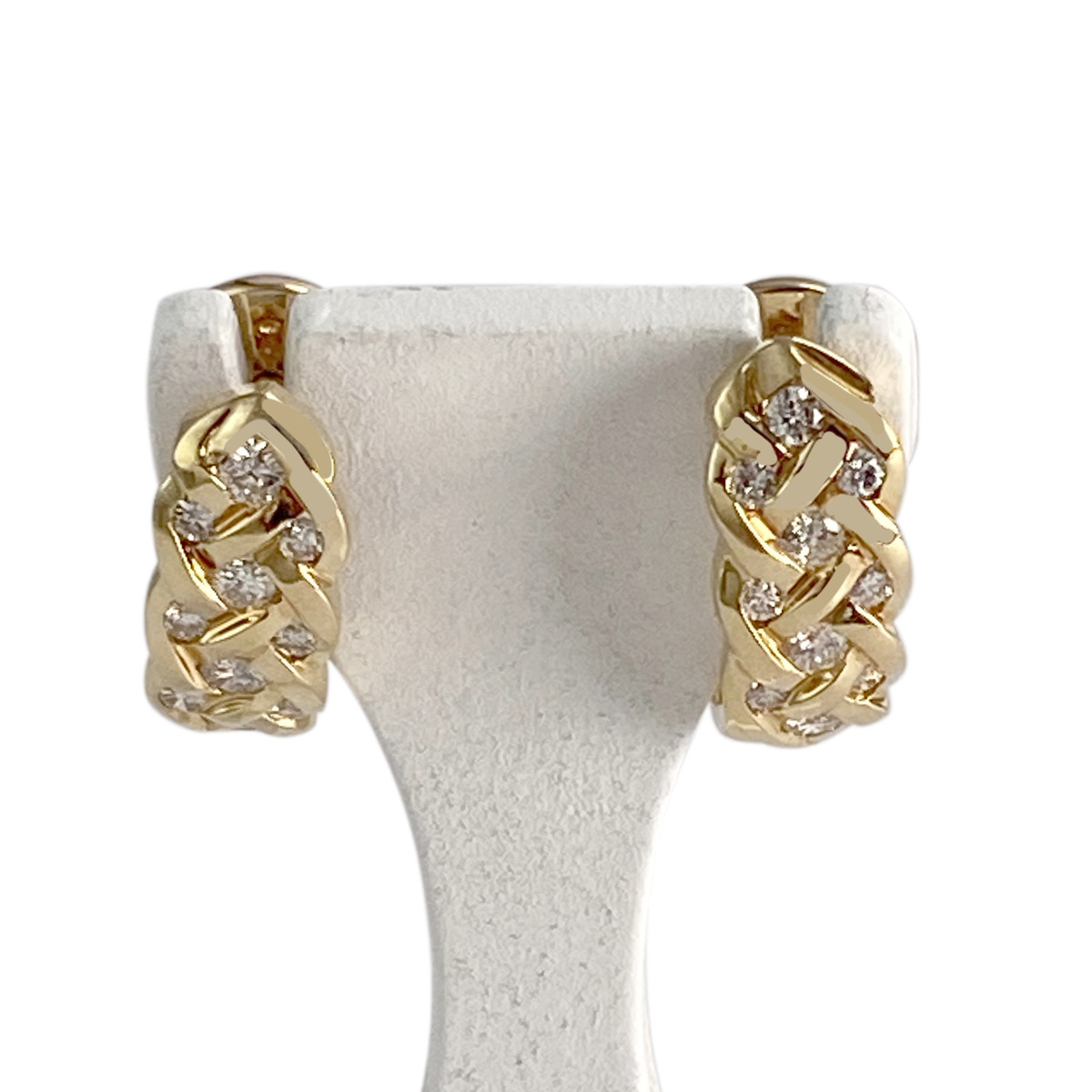 Boucles d'oreilles d'occasion or 750 jaune diamants