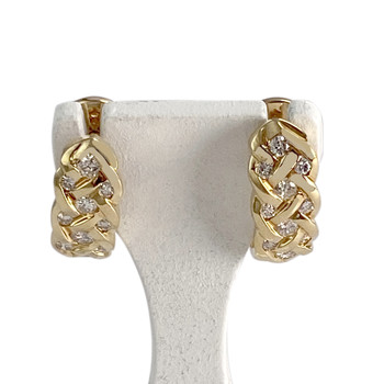 Boucles d'oreilles d'occasion or 750 jaune diamants