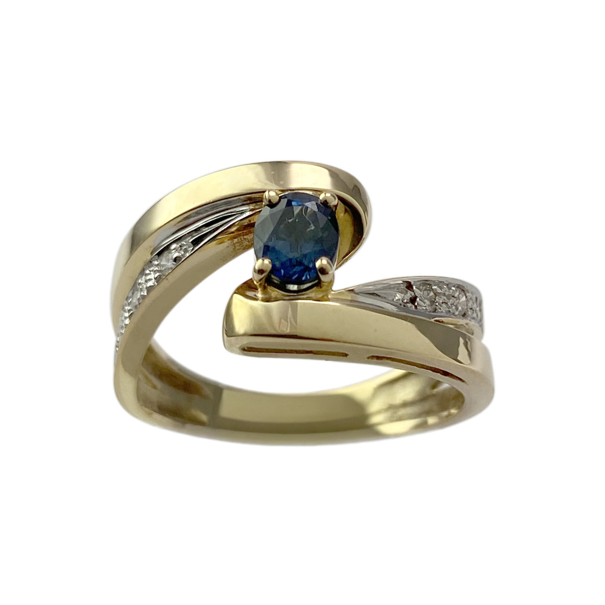 Bague d'occasion or 750 2 tons diamants saphir